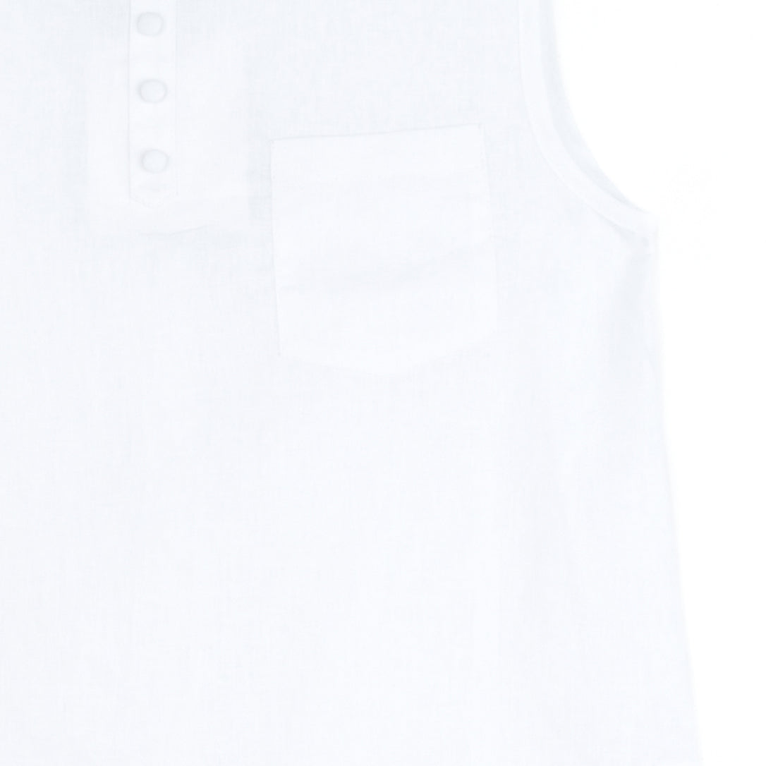 Soft Cotton - Back Pleat Henley Tank - White - Final Sale | Clara Sunwoo Trending