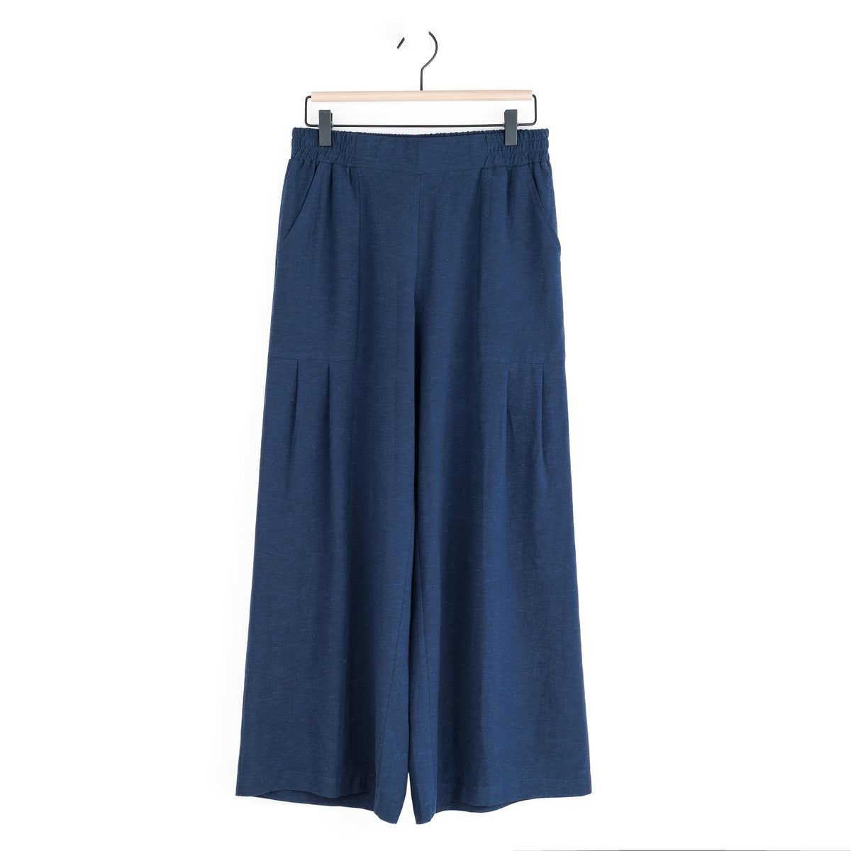 Soft Cotton - Pleated Wide Leg Ankle Pant - Navy - Final Sale | Clara Sunwoo Quality