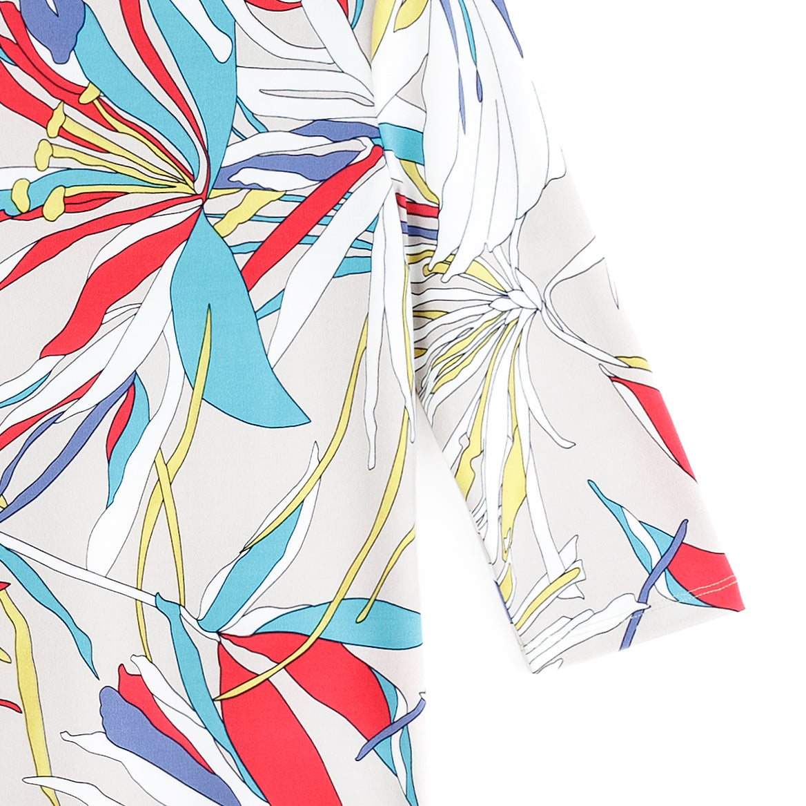 Scoop Neck Half Sleeve Top - Floral Leaves-Beige - Final Sale | Clara Sunwoo Customer Favorite