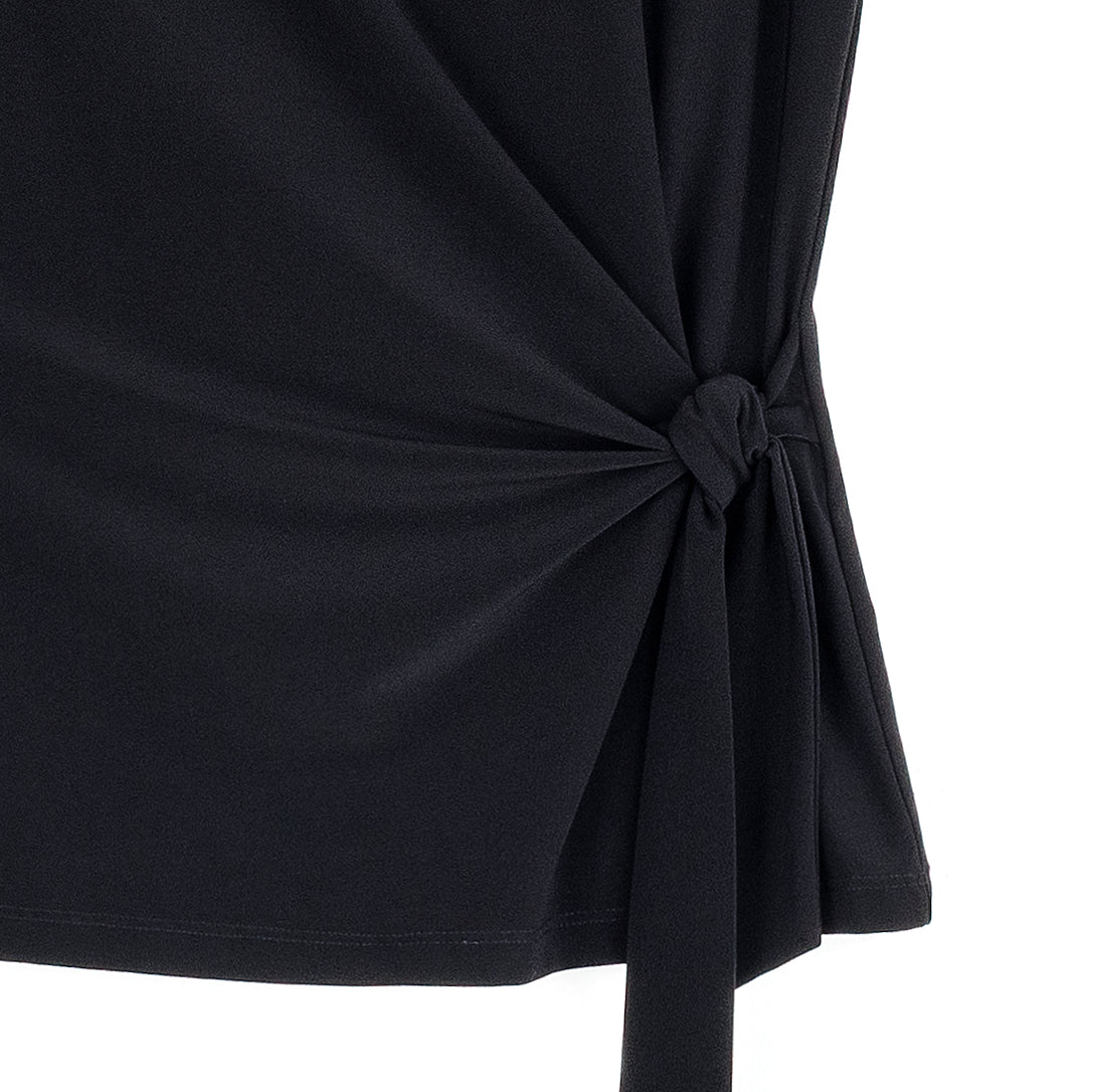Slant Sleeve Side Tie Top - Black | Clara Sunwoo Discount