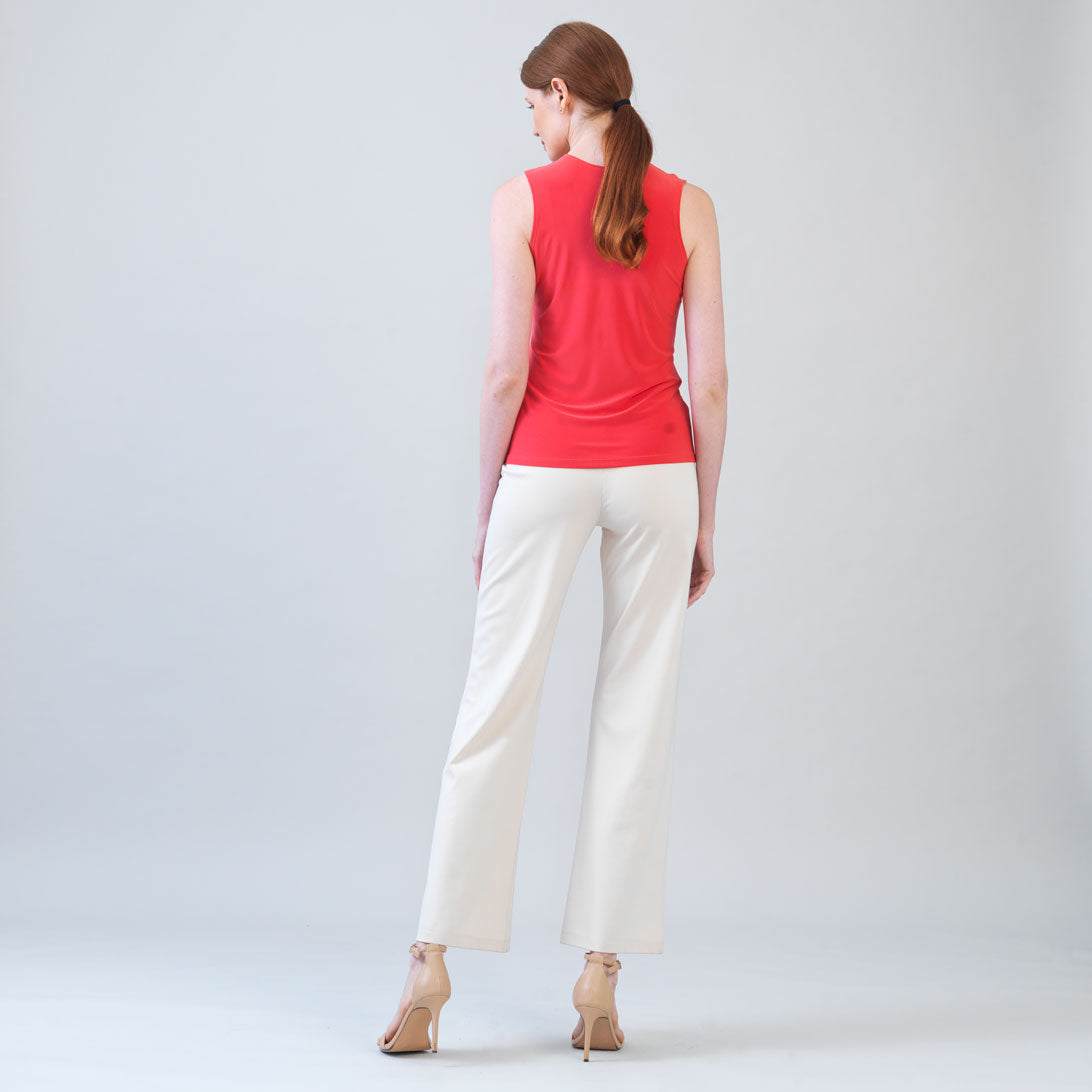 Sleeveless V-Neck Center Front Tie Top - Coral - Limited Sizes | Clara Sunwoo Classic