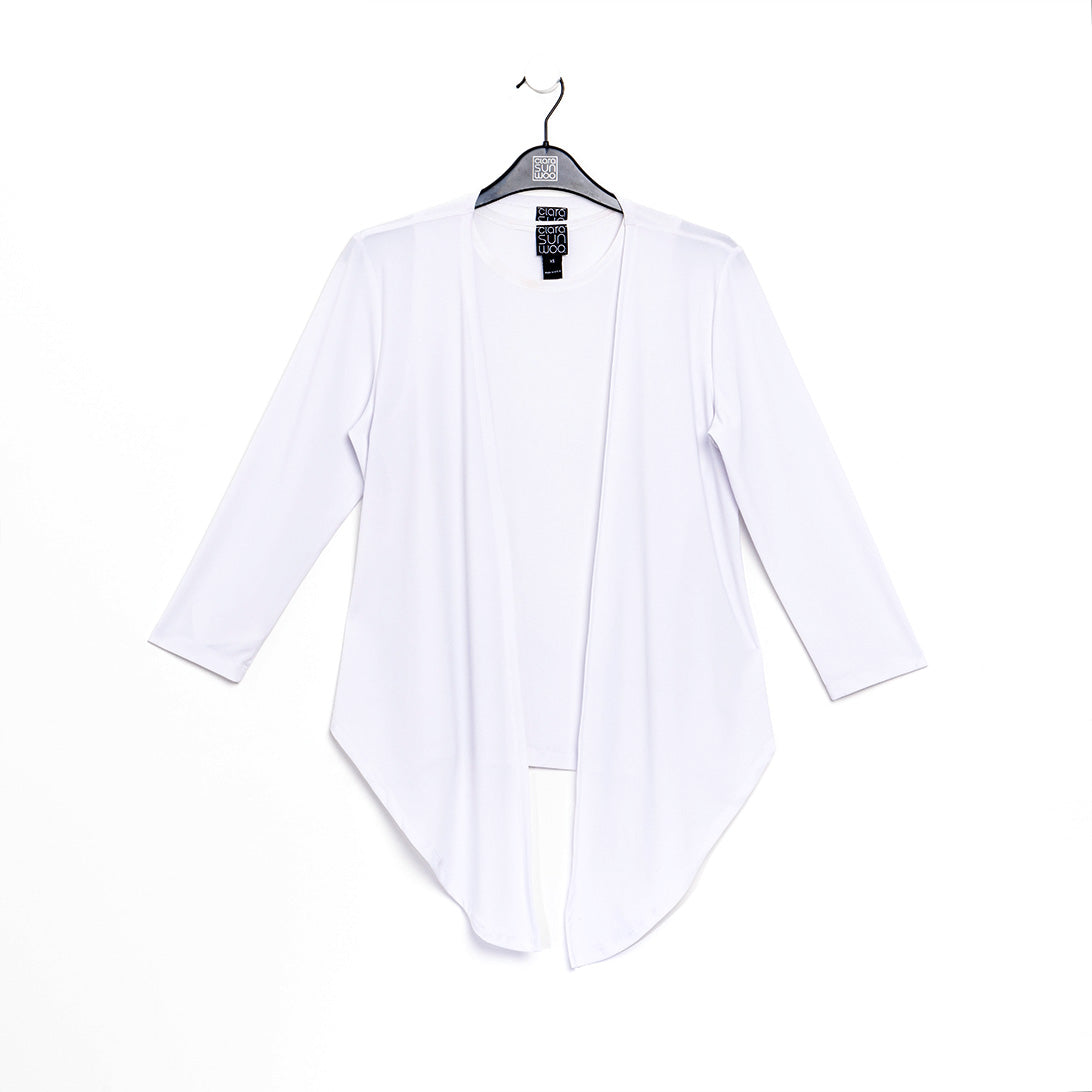 Modern Tie Front Cardigan - White | Clara Sunwoo Essential