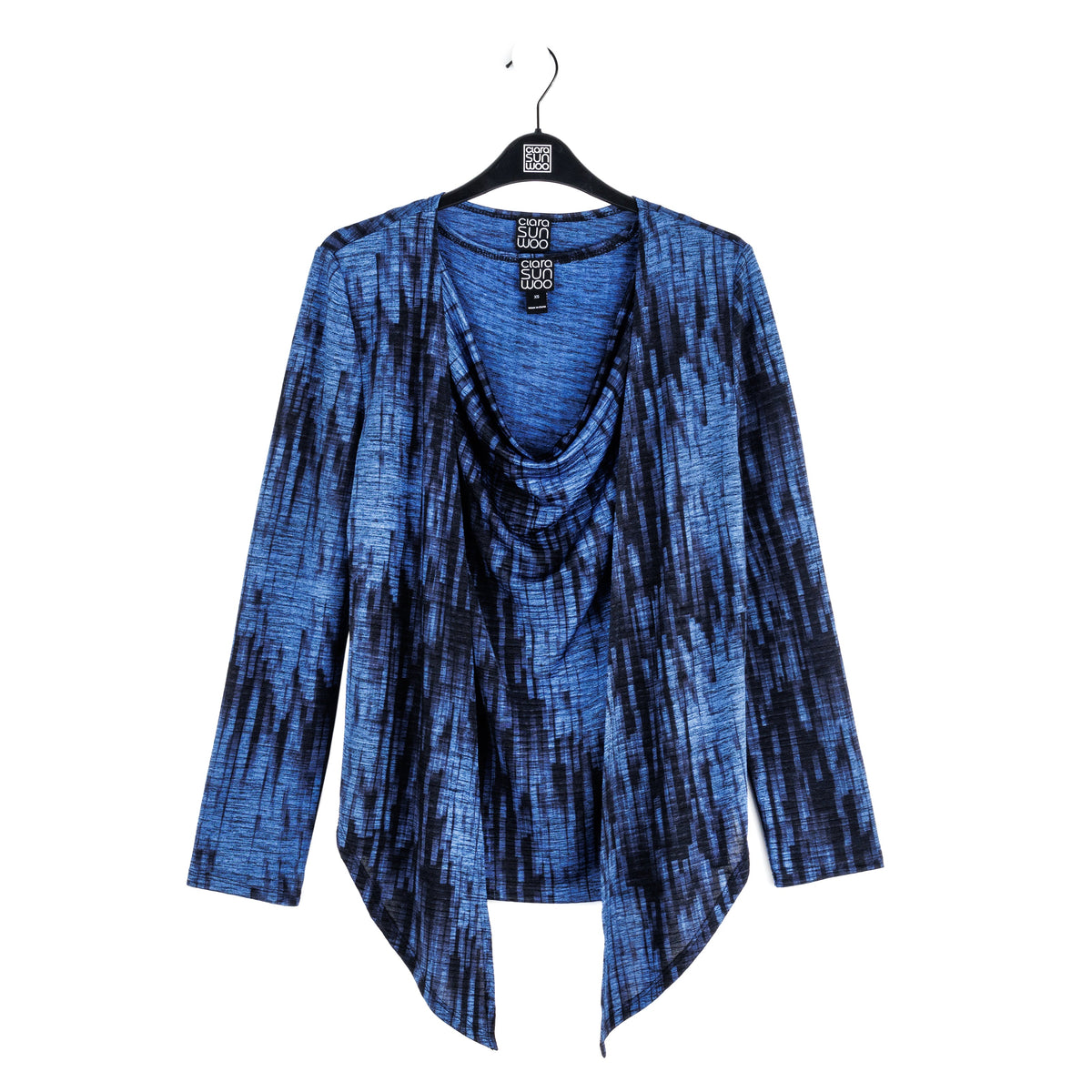 Crinkle Pleat Knit - 2pc Cardigan & Cowl Tank Twinset - Water Ripple-Cobalt - Final Sale! | Clara Sunwoo Premium