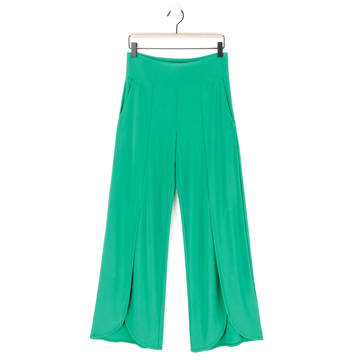 Front Slit Ankle Petal Pant - Emerald - Final Sale | Clara Sunwoo Customer Favorite
