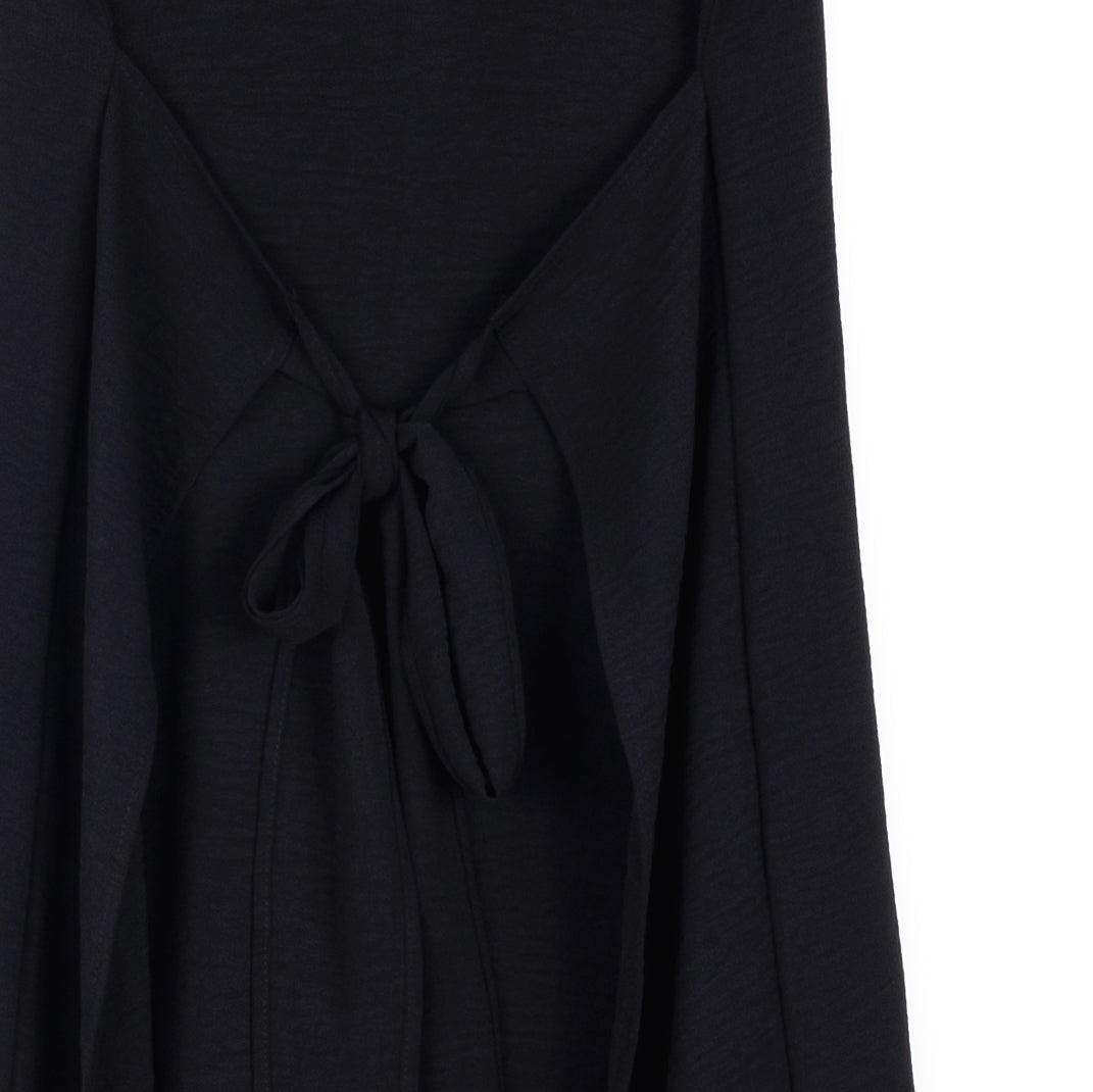 Soft Textured Rayon - Tie Wrap Overlay Midi Dress - Black - Final Sale! | Clara Sunwoo Deals