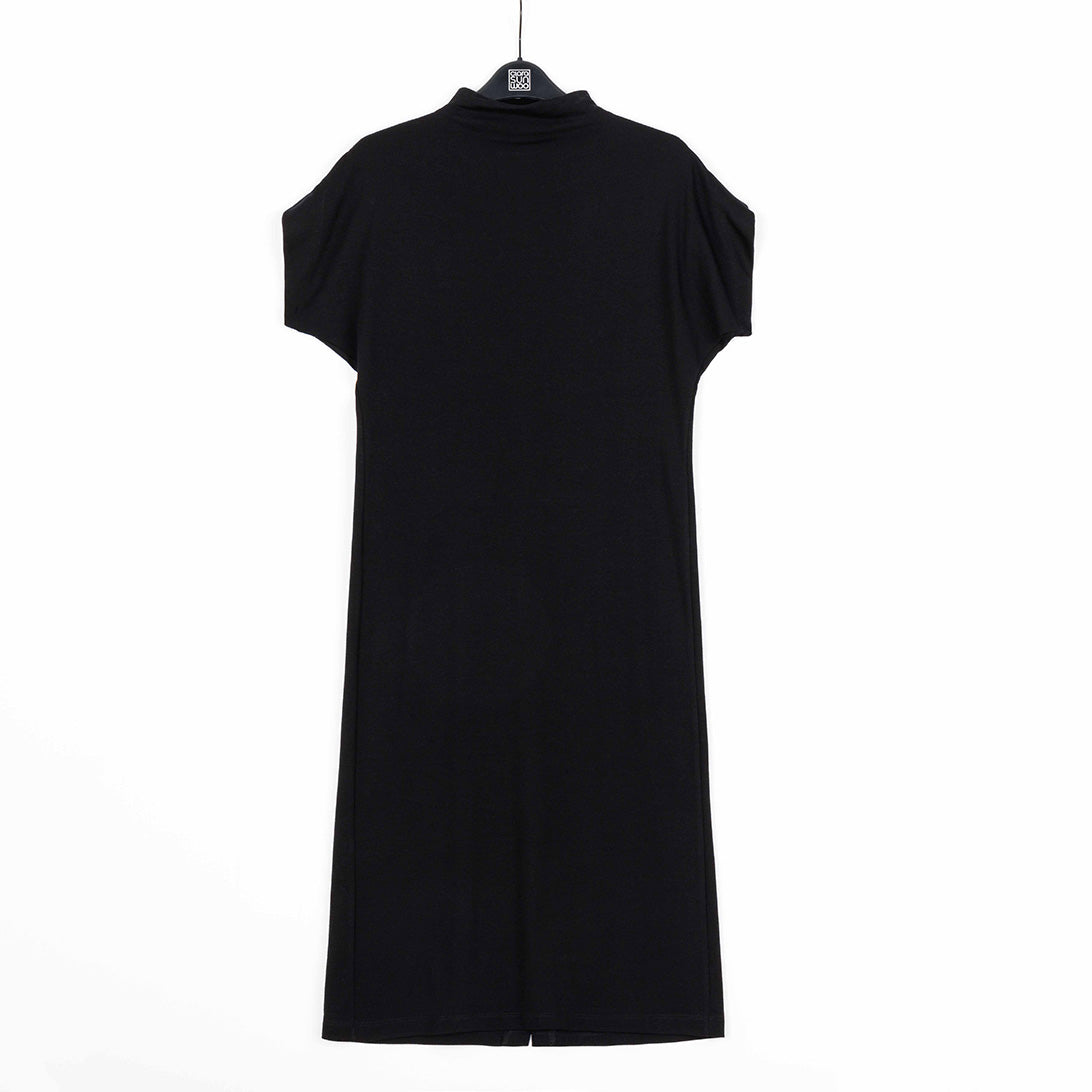 Lightweight Ponte - High Neck Cap Sleeve Midi Dress - Black - Final Sale! | Clara Sunwoo Smart Buy