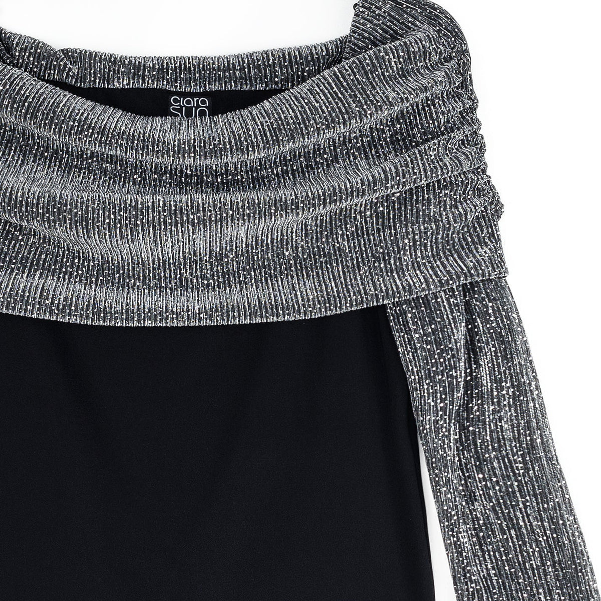 Sheer Shimmer - Ruched Off-Shoulder Top - Silver - Final Sale | Clara Sunwoo Best Price
