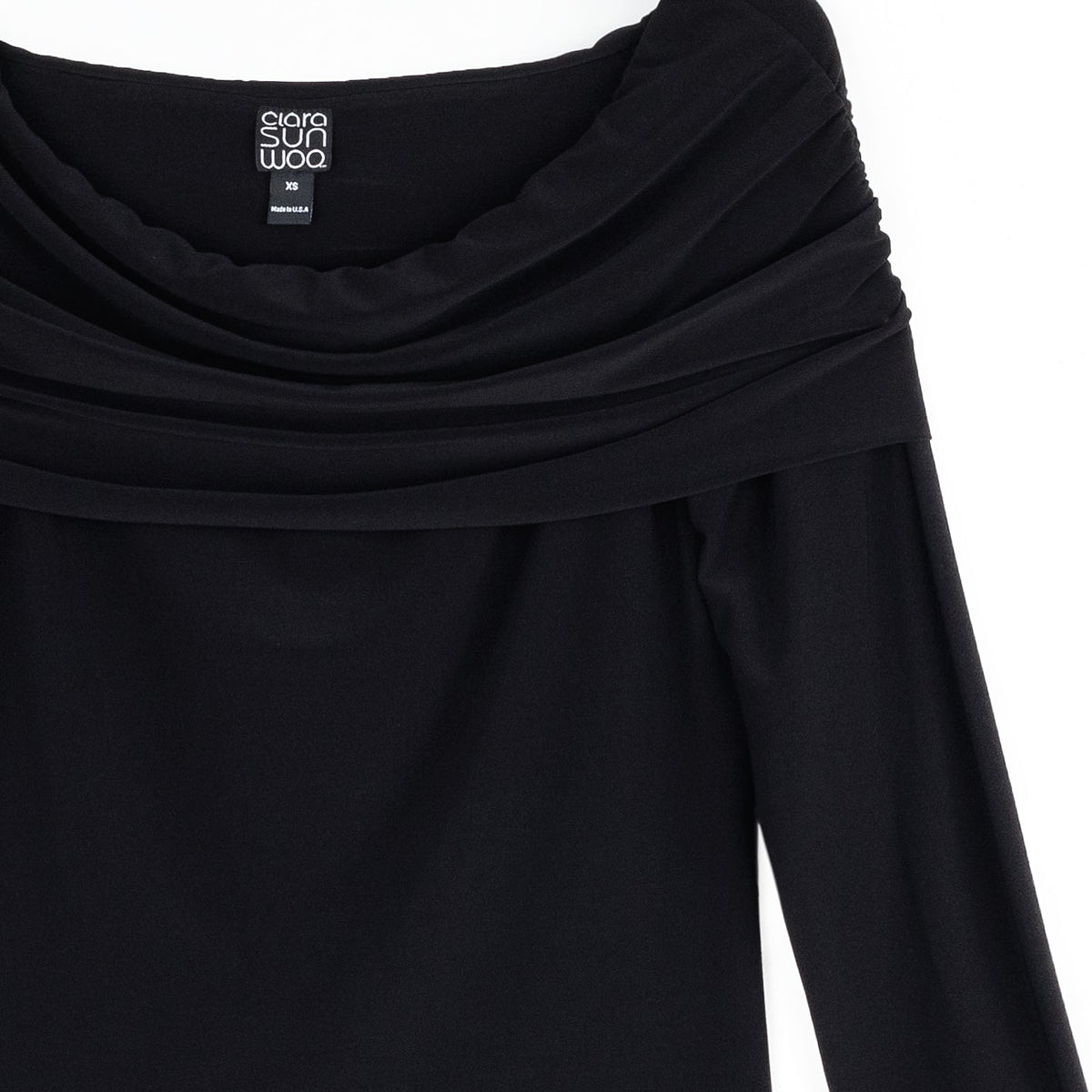 Ruched Off-Shoulder Top - Black - Final Sale | Clara Sunwoo Classic