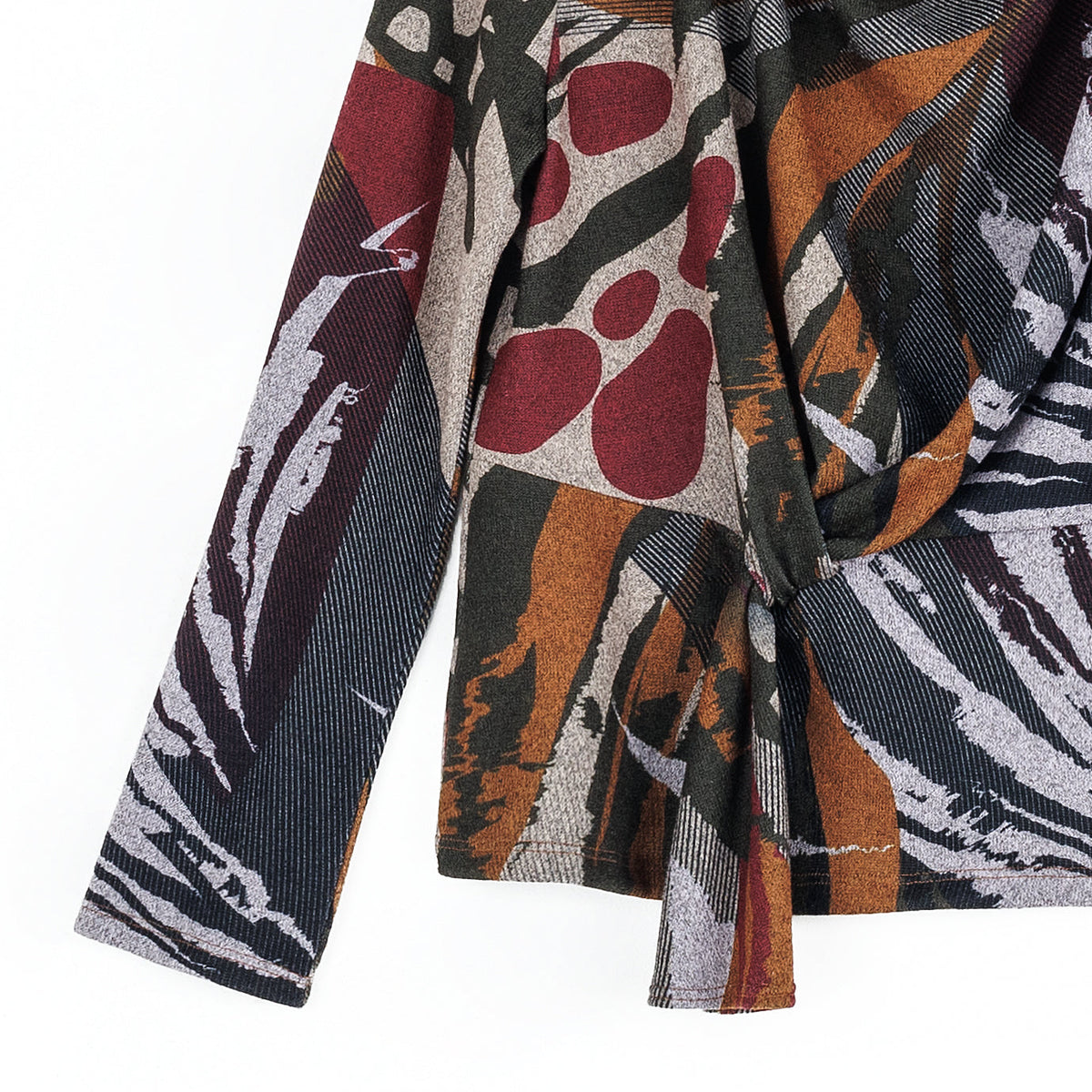 Cozy Knit - Long Sleeve Loop Front Sweater Top - Abstract Harvest - Final Sale | Clara Sunwoo Customer Favorite