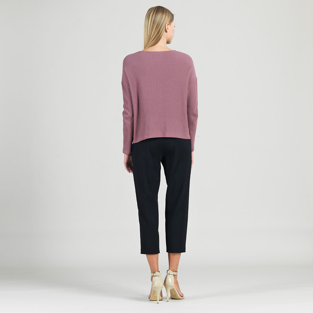 Structured Ribbed Knit - Modern Envelope Hem Sweater - Mauve - Final Sale! | Clara Sunwoo Hot Sale
