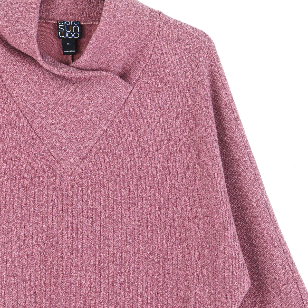 Plush Ribbed - Crossover Petal Neck Sweater - Mauve | Clara Sunwoo Value