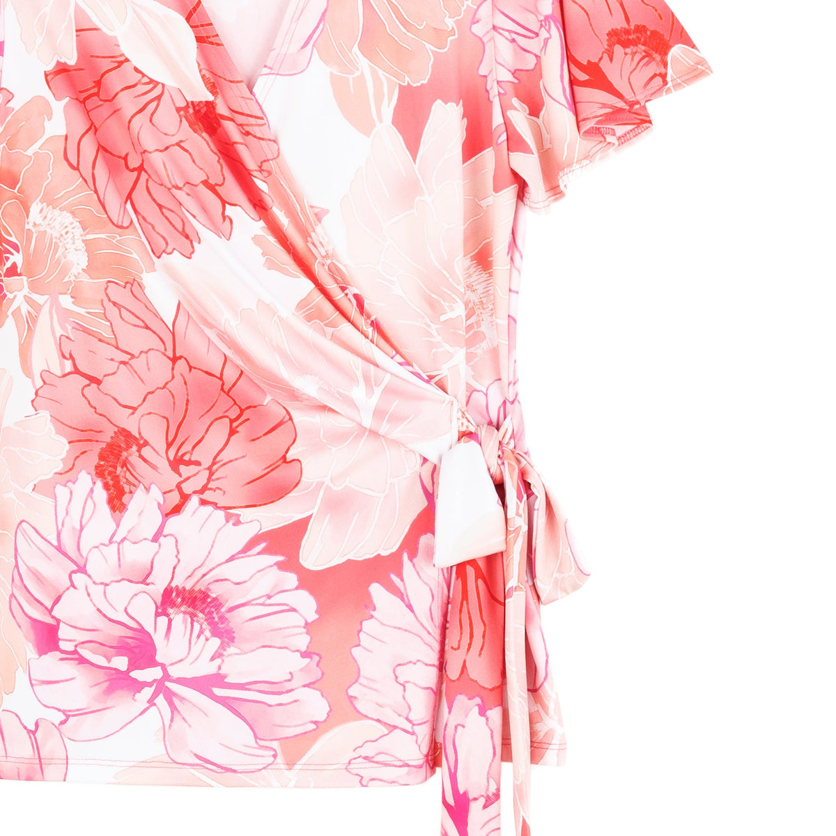 Butter Knit - Surplice Faux Wrap Side Tie Top - Sunset Petals - Final Sale | Clara Sunwoo Best Seller