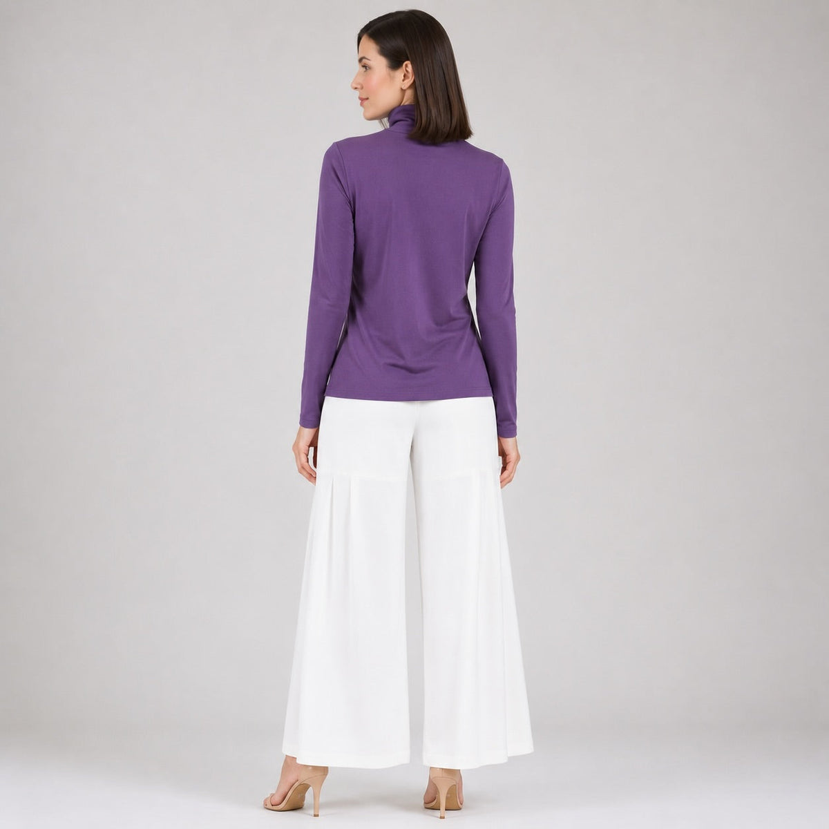Modal Cotton - Turtleneck Long Sleeve Top - Plum - Final Sale | Clara Sunwoo Best Seller