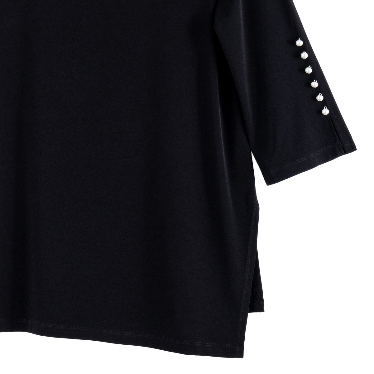 Pearl Cuff Asymmetrical Hi-Low Tunic - Black - Final Sale | Clara Sunwoo Everyday