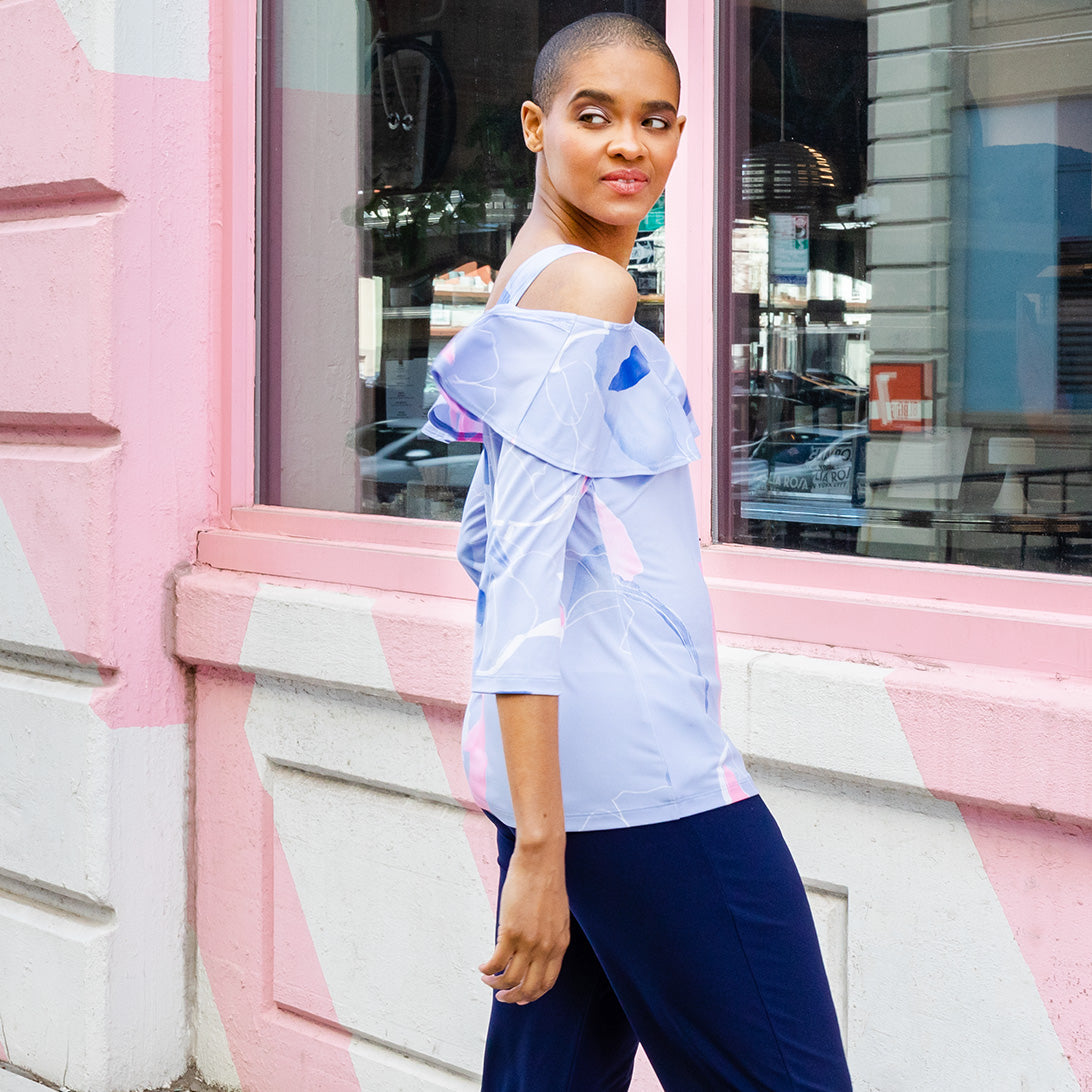 Open Shoulder Ruffle Top - Floral Sketch - Final Sale! | Clara Sunwoo Exclusive
