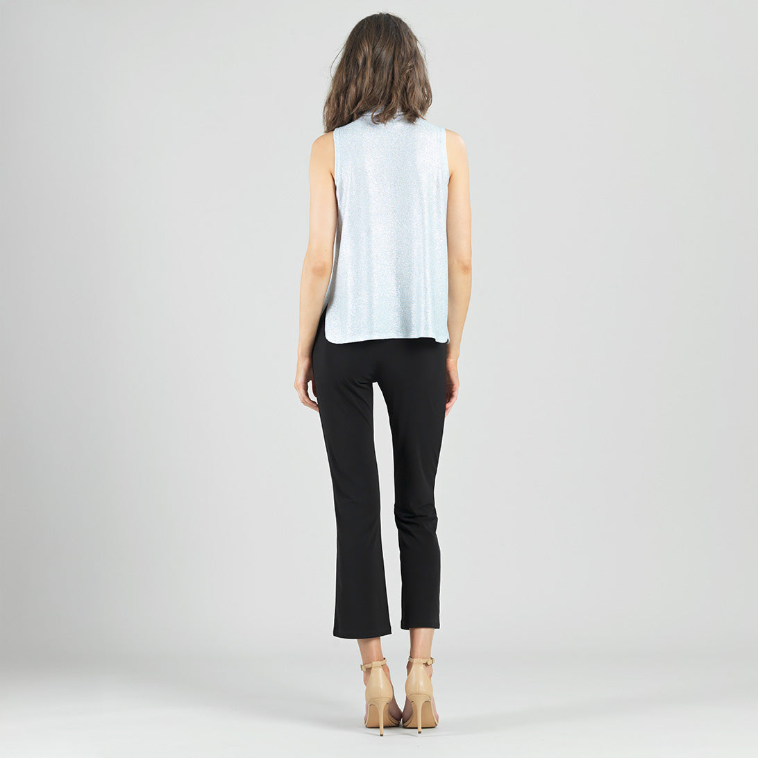 Glitter Foil - Mock Neck-Tie Detail Top - Silver - Final Sale! | Clara Sunwoo Top Pick
