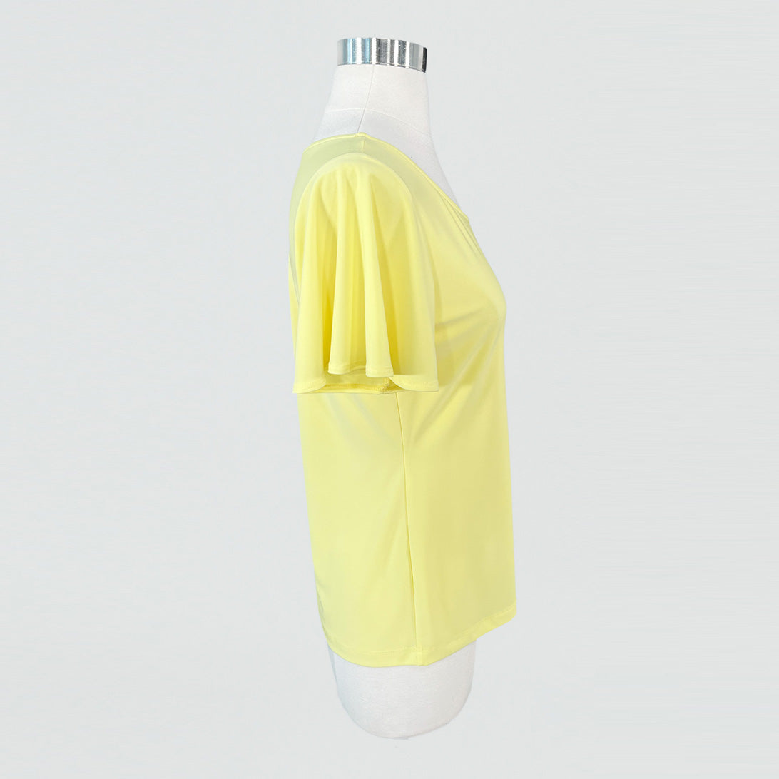 Back Keyhole Flounce Sleeve Top - Yellow - Final Sale! | Clara Sunwoo Best Seller