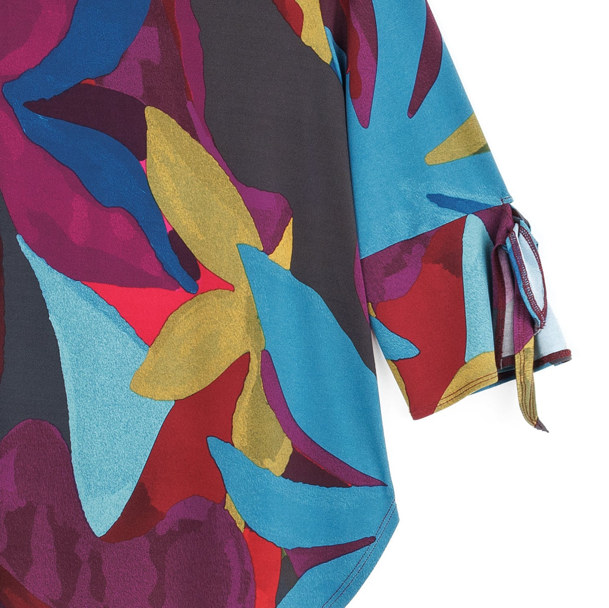 Tie Cuff Curved Hem Tunic - Petal Burst - Final Sale | Clara Sunwoo Exclusive
