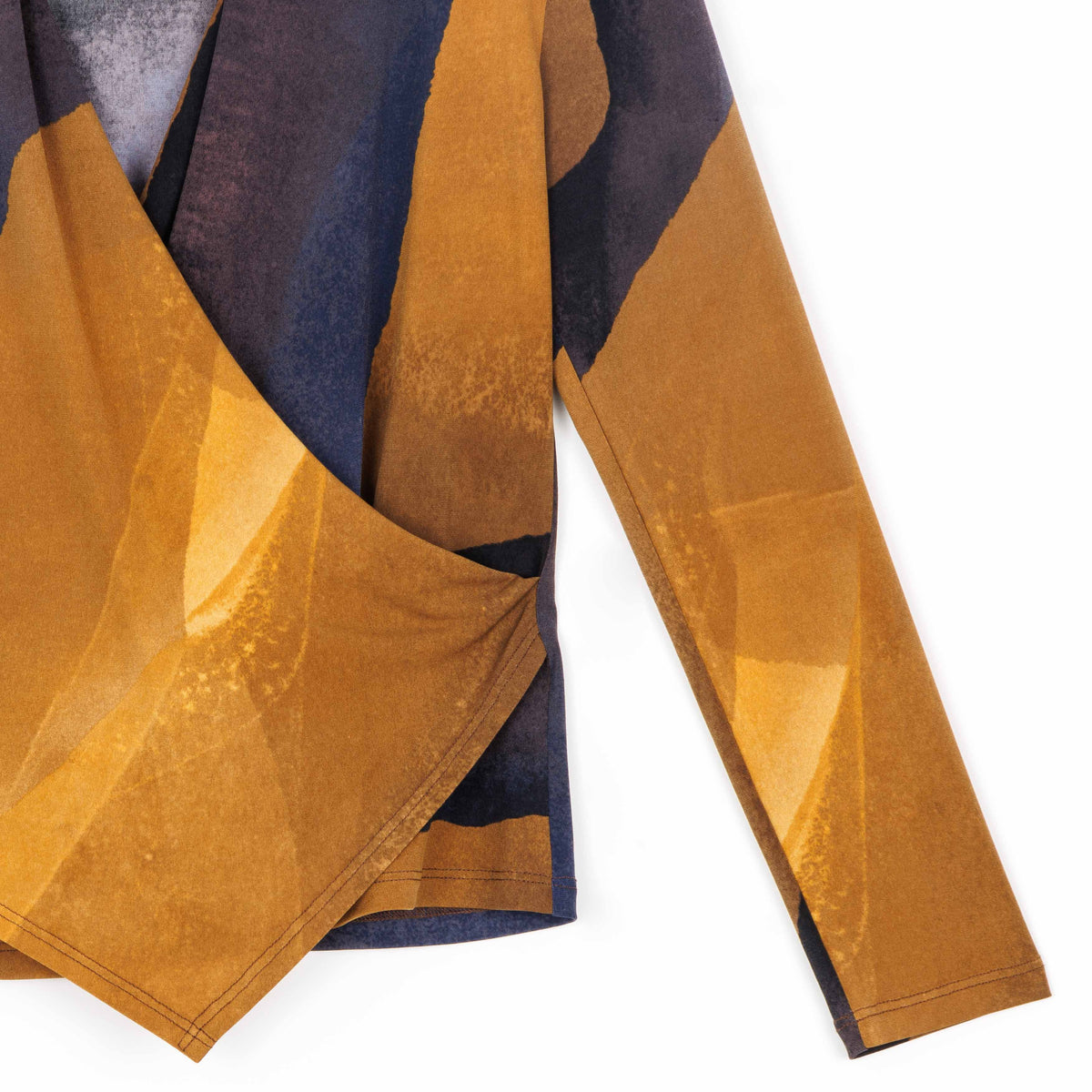 Long Sleeve Crossover Faux Wrap Top - Tan Watercolor - Final Sale! | Clara Sunwoo Deals