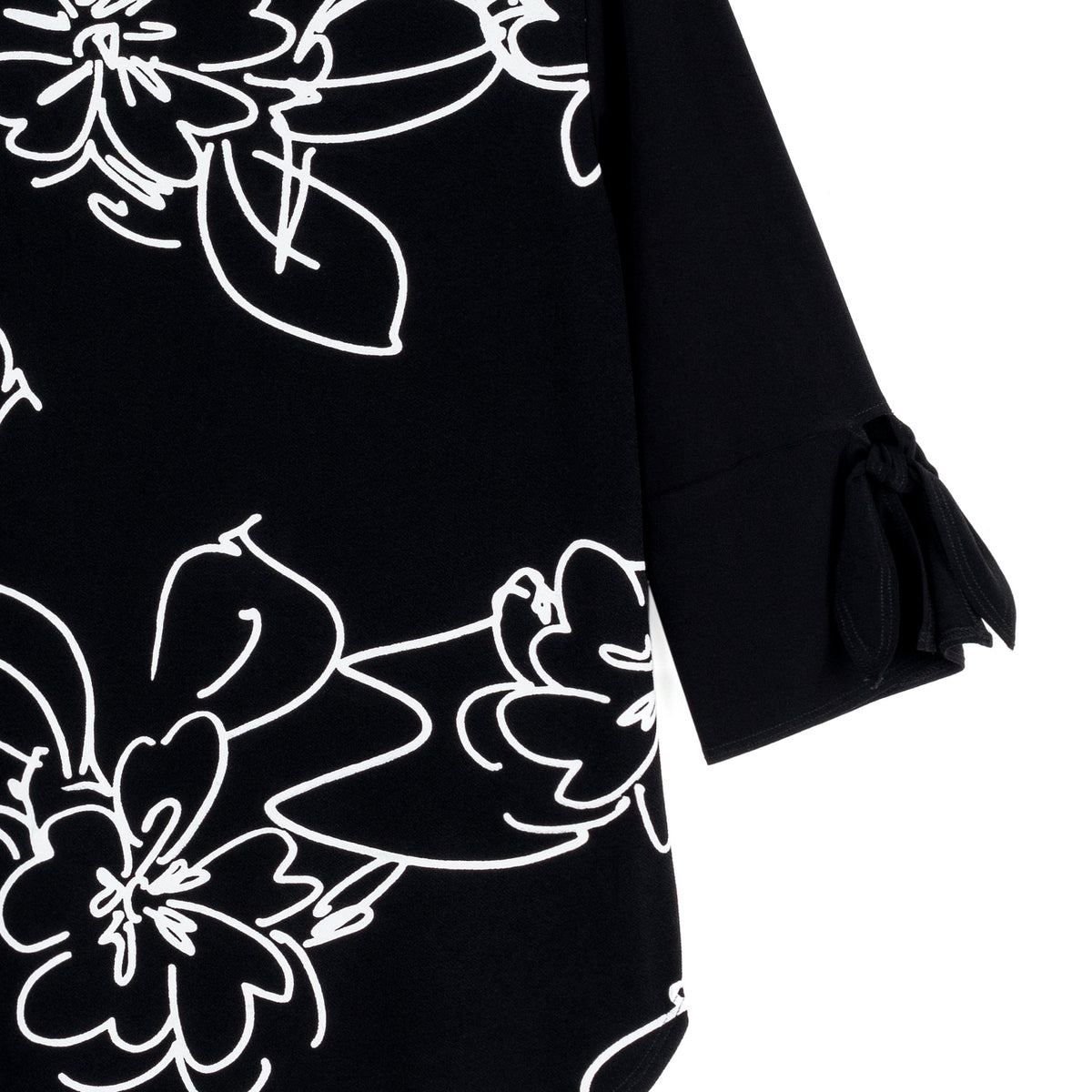 Crepe Knit - Tie Cuff Curved Hem Tunic - Blossom Sketch - Final Sale | Clara Sunwoo Sale