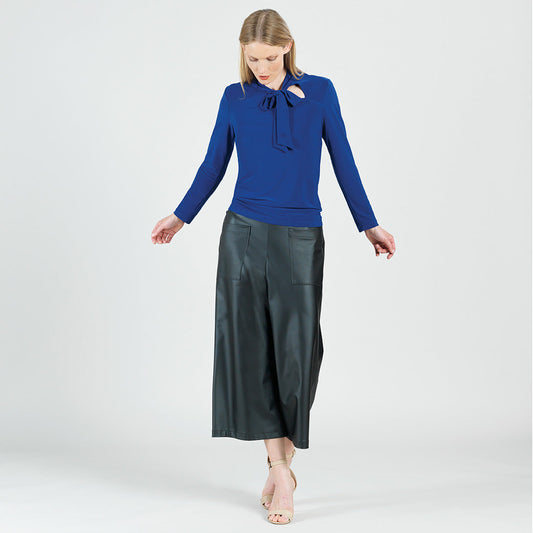 Asymmetrical Bow Tie-Neck Top - Cobalt - Final Sale! | Clara Sunwoo Exclusive