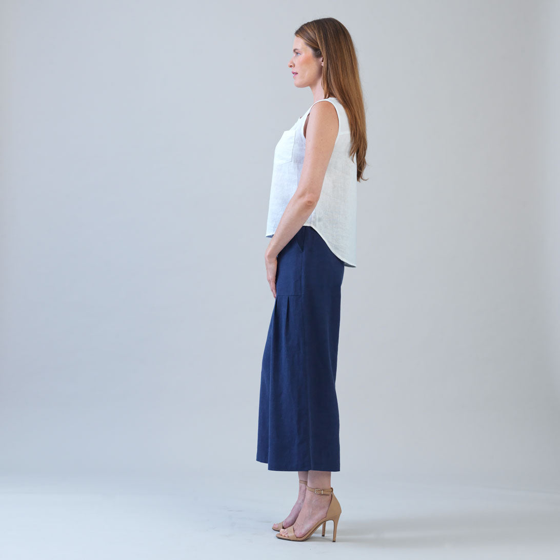 Soft Cotton - Back Pleat Henley Tank - White - Final Sale | Clara Sunwoo Trending
