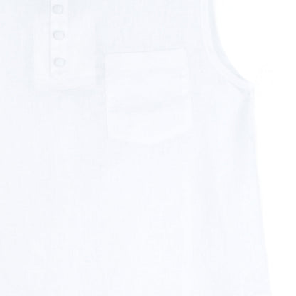 Soft Cotton - Back Pleat Henley Tank - White - Final Sale | Clara Sunwoo Trending
