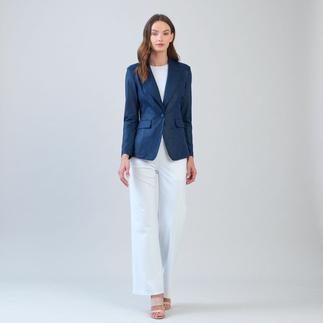Liquid Leather™ Signature Pocket Blazer - Navy | Clara Sunwoo Best Seller