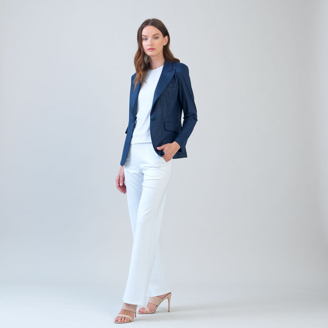 Liquid Leather™ Signature Pocket Blazer - Navy | Clara Sunwoo Best Seller