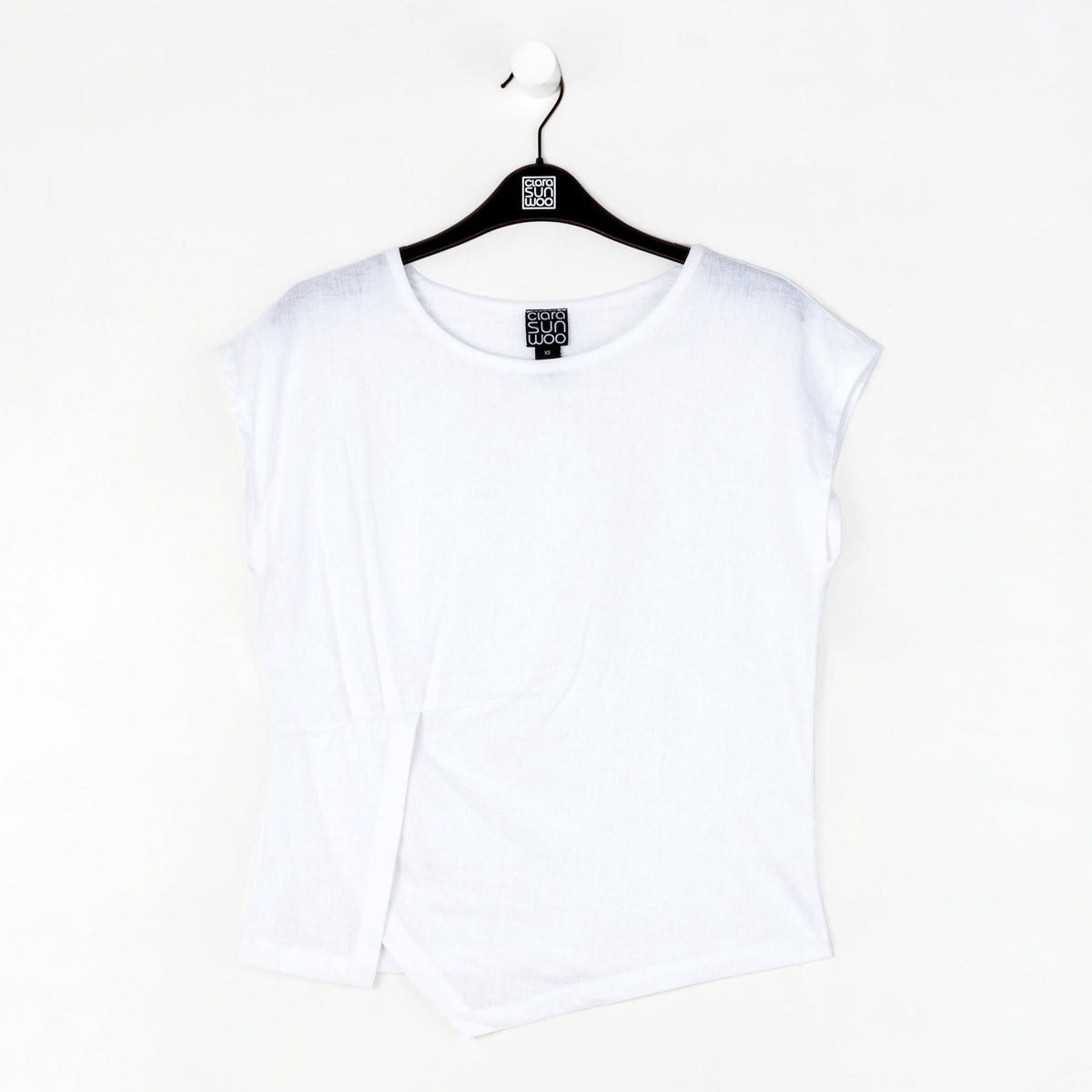 Soft Cotton - Cap Sleeve Stitch Overlay Top - White - Final Sale | Clara Sunwoo Exclusive