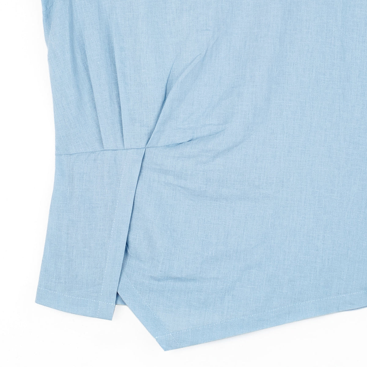 Soft Cotton - Cap Sleeve Stitch Overlay Top - Powder Blue | Clara Sunwoo Exclusive
