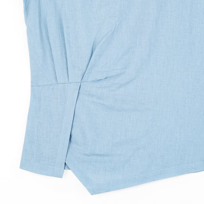 Soft Cotton - Cap Sleeve Stitch Overlay Top - Powder Blue | Clara Sunwoo Exclusive