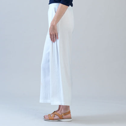 Soft Cotton - Pleated Wide Leg Ankle Pant - White - Final Sale | Clara Sunwoo Everyday