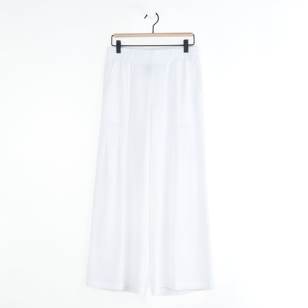 Soft Cotton - Pleated Wide Leg Ankle Pant - White - Final Sale | Clara Sunwoo Everyday