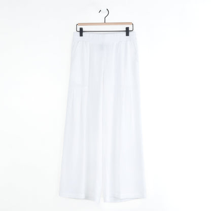 Soft Cotton - Pleated Wide Leg Ankle Pant - White - Final Sale | Clara Sunwoo Everyday