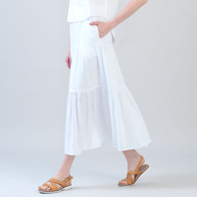 Soft Cotton - Double Tiered Maxi Skirt - White - Final Sale | Clara Sunwoo Smart Buy