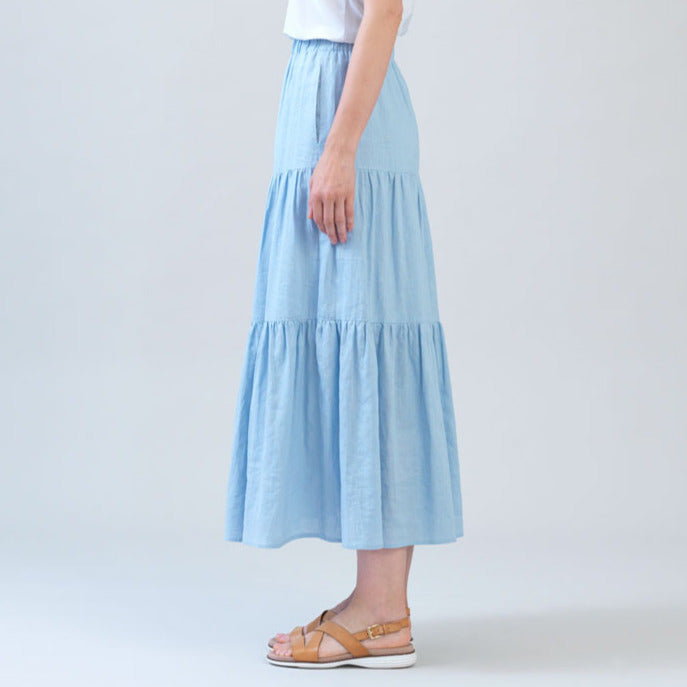 Soft Cotton - Double Tiered Maxi Skirt - Powder Blue - Final Sale | Clara Sunwoo Trending