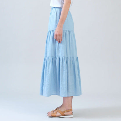 Soft Cotton - Double Tiered Maxi Skirt - Powder Blue - Final Sale | Clara Sunwoo Trending