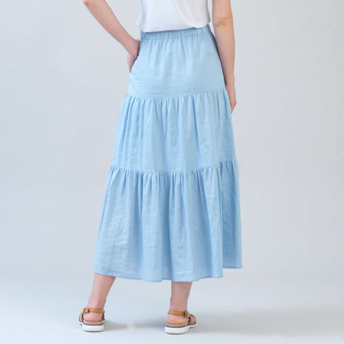 Soft Cotton - Double Tiered Maxi Skirt - Powder Blue - Final Sale | Clara Sunwoo Trending