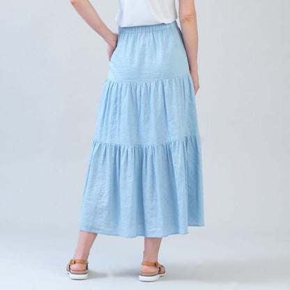 Soft Cotton - Double Tiered Maxi Skirt - Powder Blue - Final Sale | Clara Sunwoo Trending
