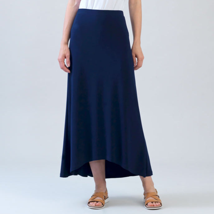 Cascade Drape Hi-Low Maxi Skirt - Navy | Clara Sunwoo Hot Sale