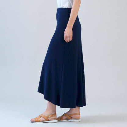 Cascade Drape Hi-Low Maxi Skirt - Navy | Clara Sunwoo Hot Sale
