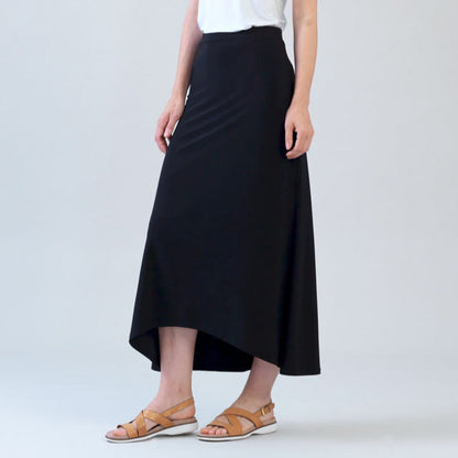 Cascade Drape Hi-Low Maxi Skirt - Black | Clara Sunwoo Smart Buy