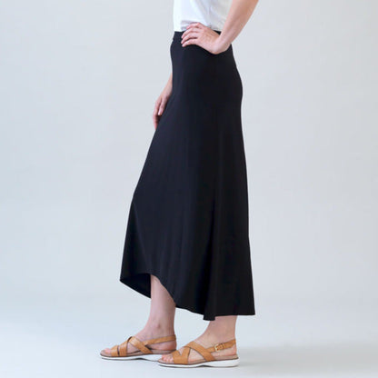 Cascade Drape Hi-Low Maxi Skirt - Black | Clara Sunwoo Smart Buy