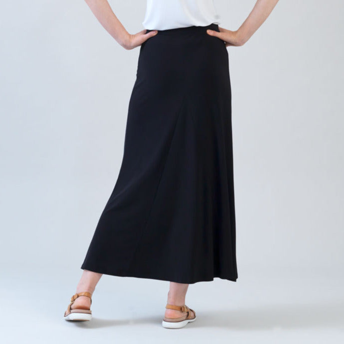 Cascade Drape Hi-Low Maxi Skirt - Black | Clara Sunwoo Smart Buy
