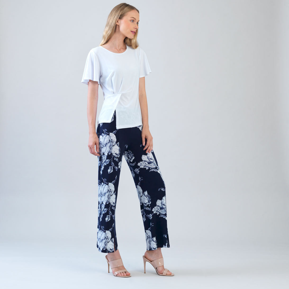 Relaxed Kick Front Slit Ankle Pant - Peony Blossom | Clara Sunwoo Popular