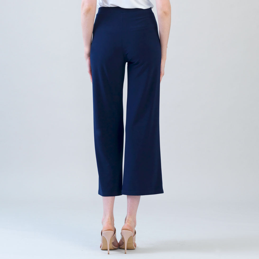 Relaxed Kick Front Slit Ankle Pant - Navy | Clara Sunwoo Signature