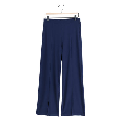 Relaxed Kick Front Slit Ankle Pant - Navy | Clara Sunwoo Signature