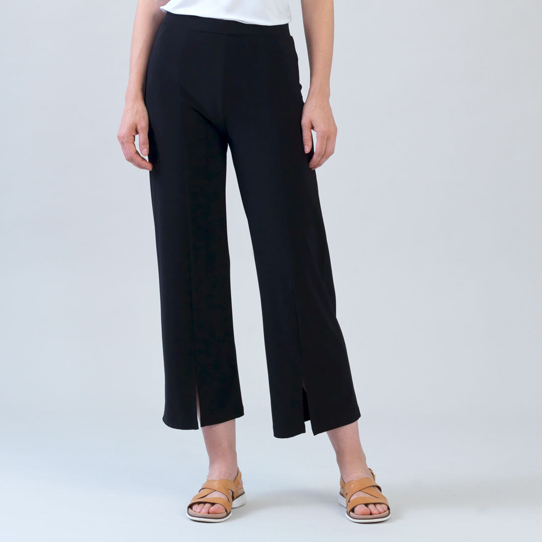 Relaxed Kick Front Slit Ankle Pant - Black | Clara Sunwoo Top Pick