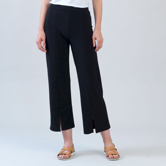 Relaxed Kick Front Slit Ankle Pant - Black | Clara Sunwoo Top Pick